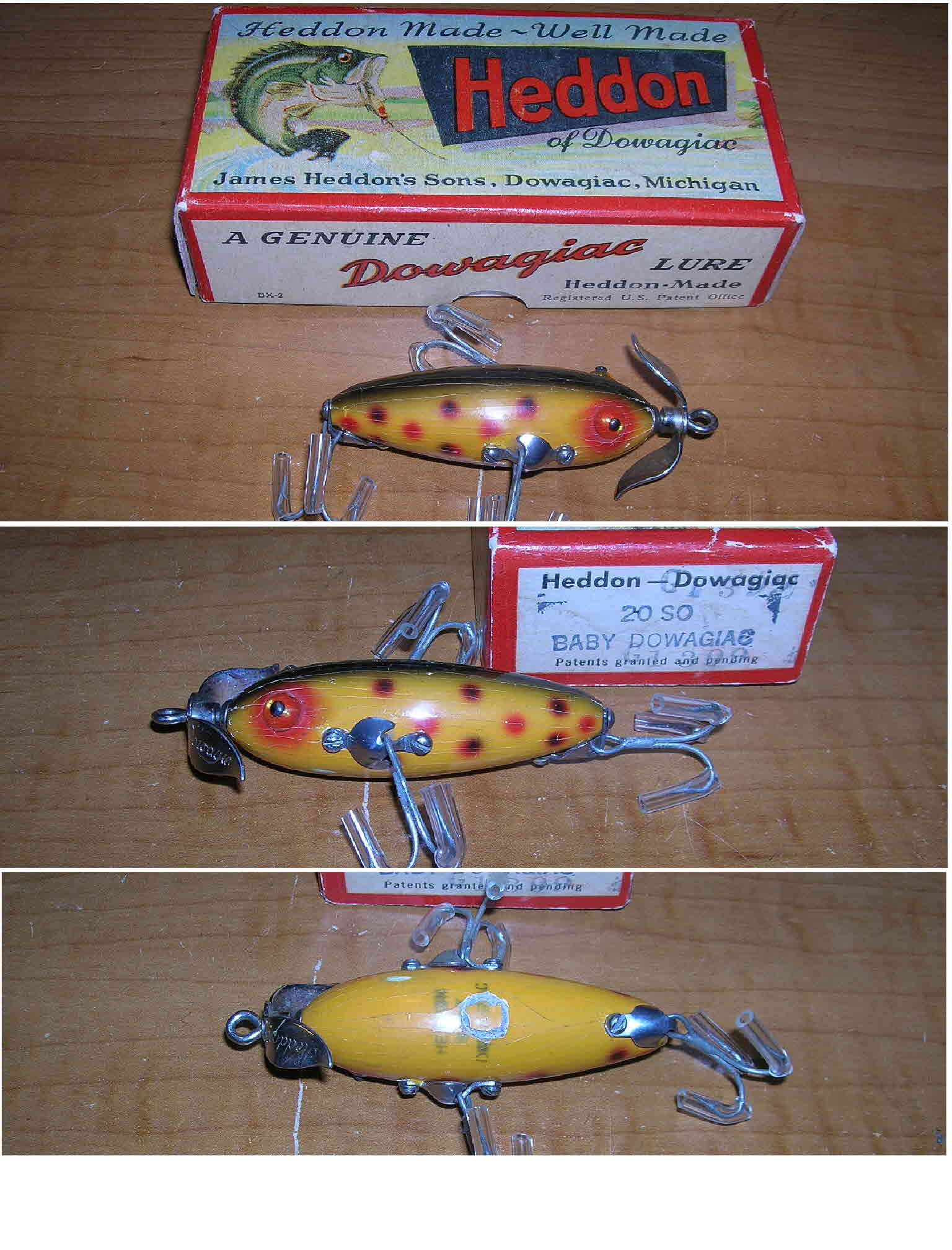 VINTAGE FISHING LURE! OLD HEDDON 150 OS( ORANGE SPOT) MINNOW! WOOD! TUFF  ONE! - Catania Gomme S.r.l.