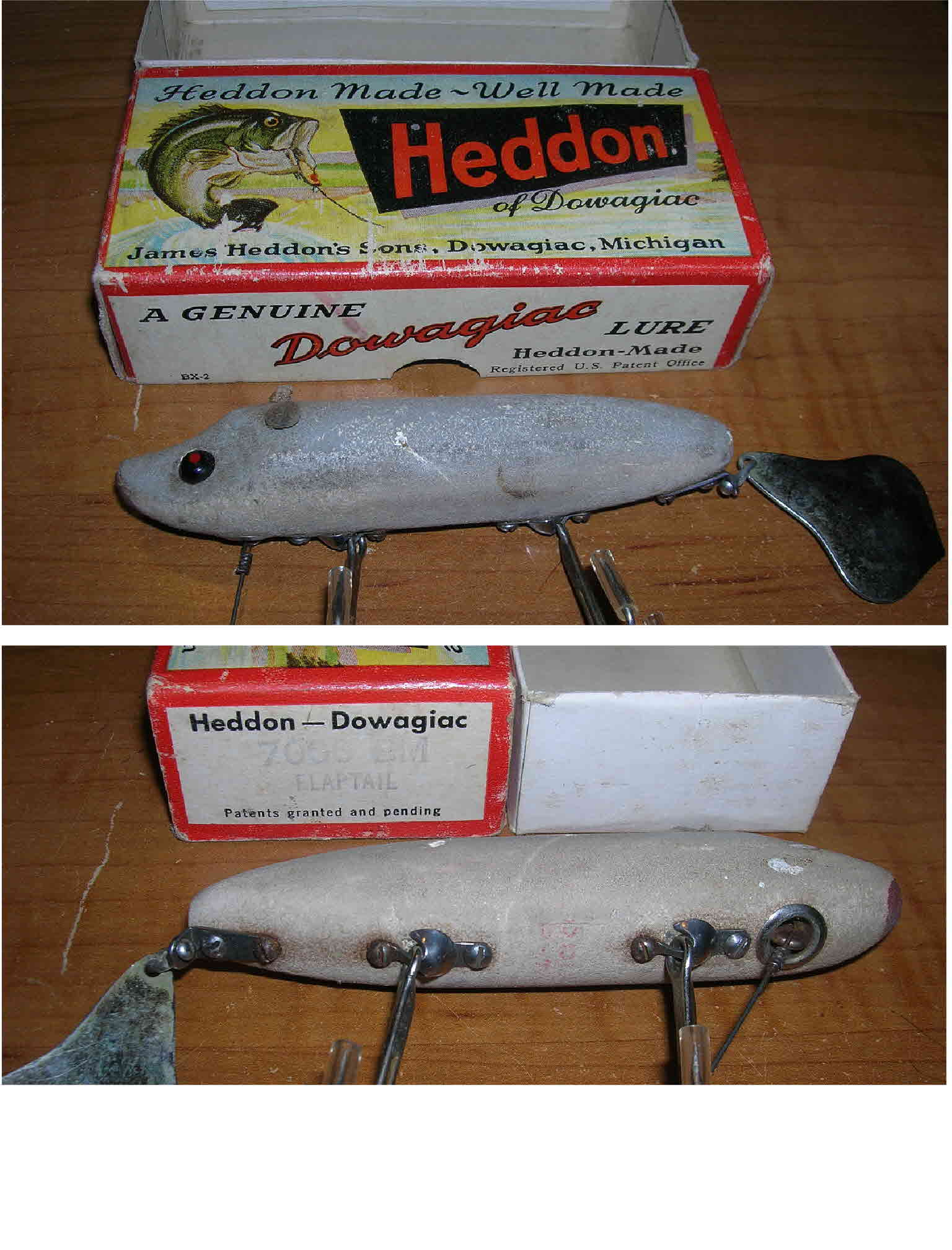 Vintage Antique Old HEDDON SOS FISHING LURE + 1 UNMARKED Spinner Spinning  Minnow