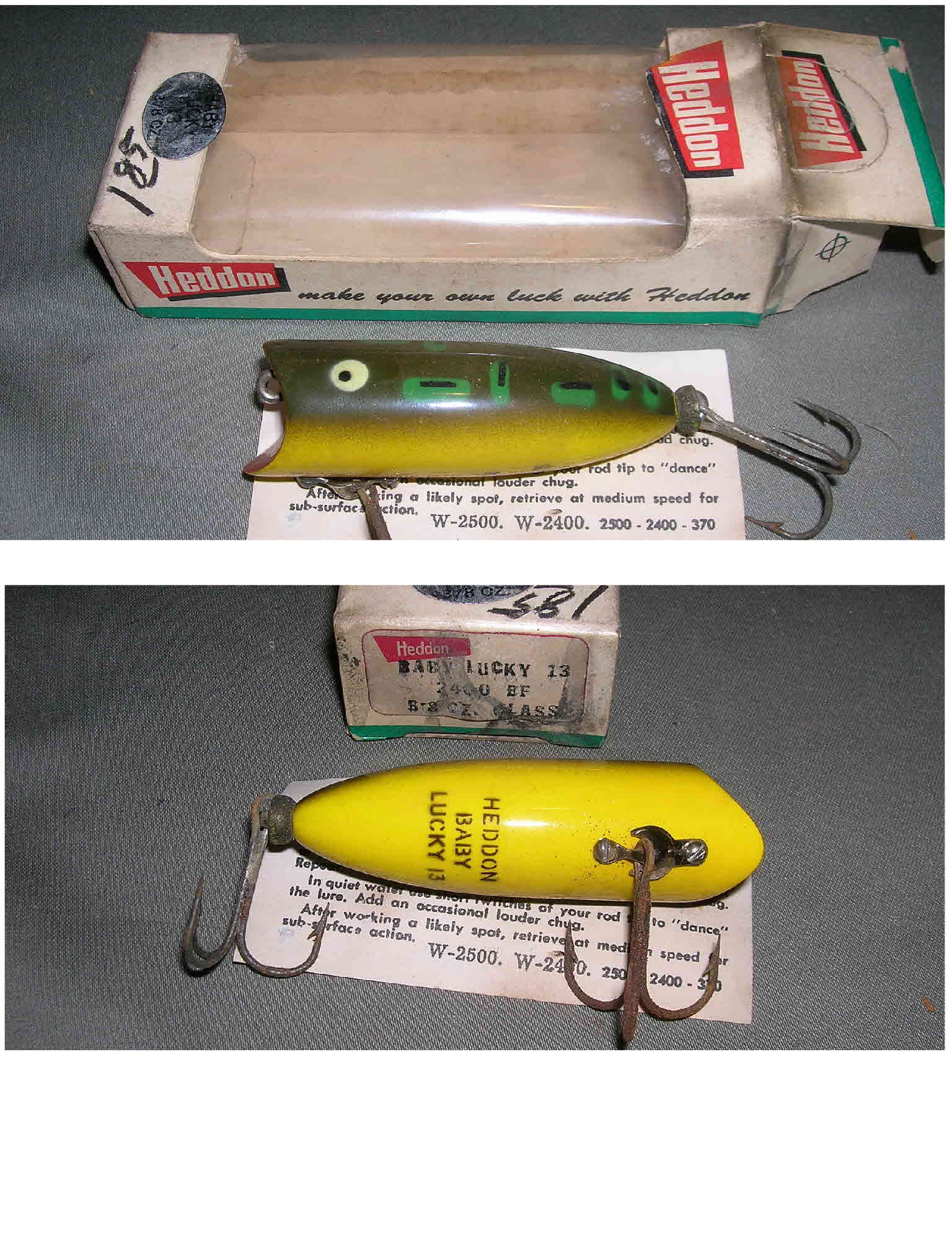 Antique Heddon Baby Dowagiac Minnow 20RB Glass Eye Wood Fishing Lure & Box