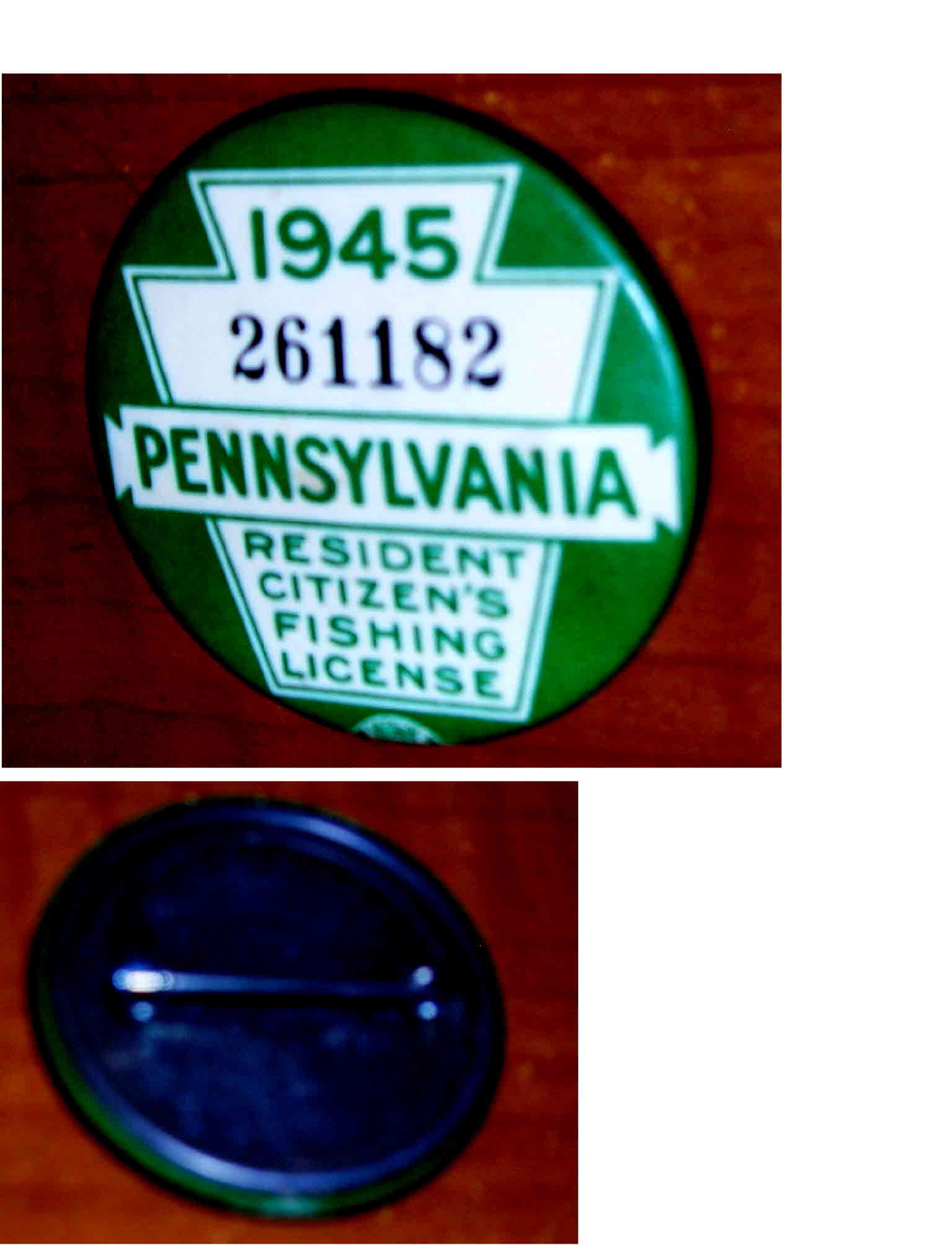 Display Board With PA Resident Fishing Licenses 1923, 1925-1959