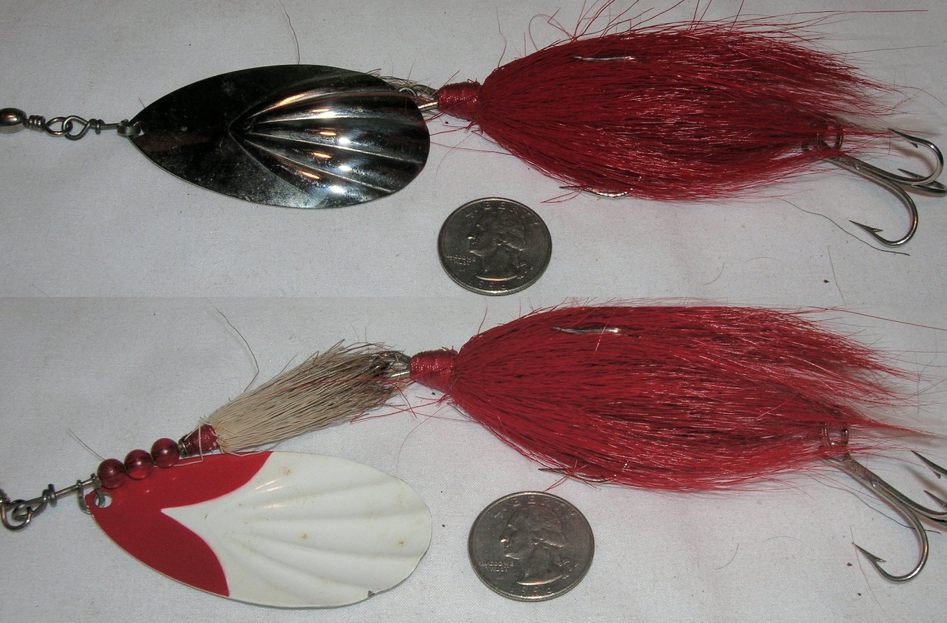 VINTAGE MARATHON MUSKY SPINNER FISHING LURE Red and White