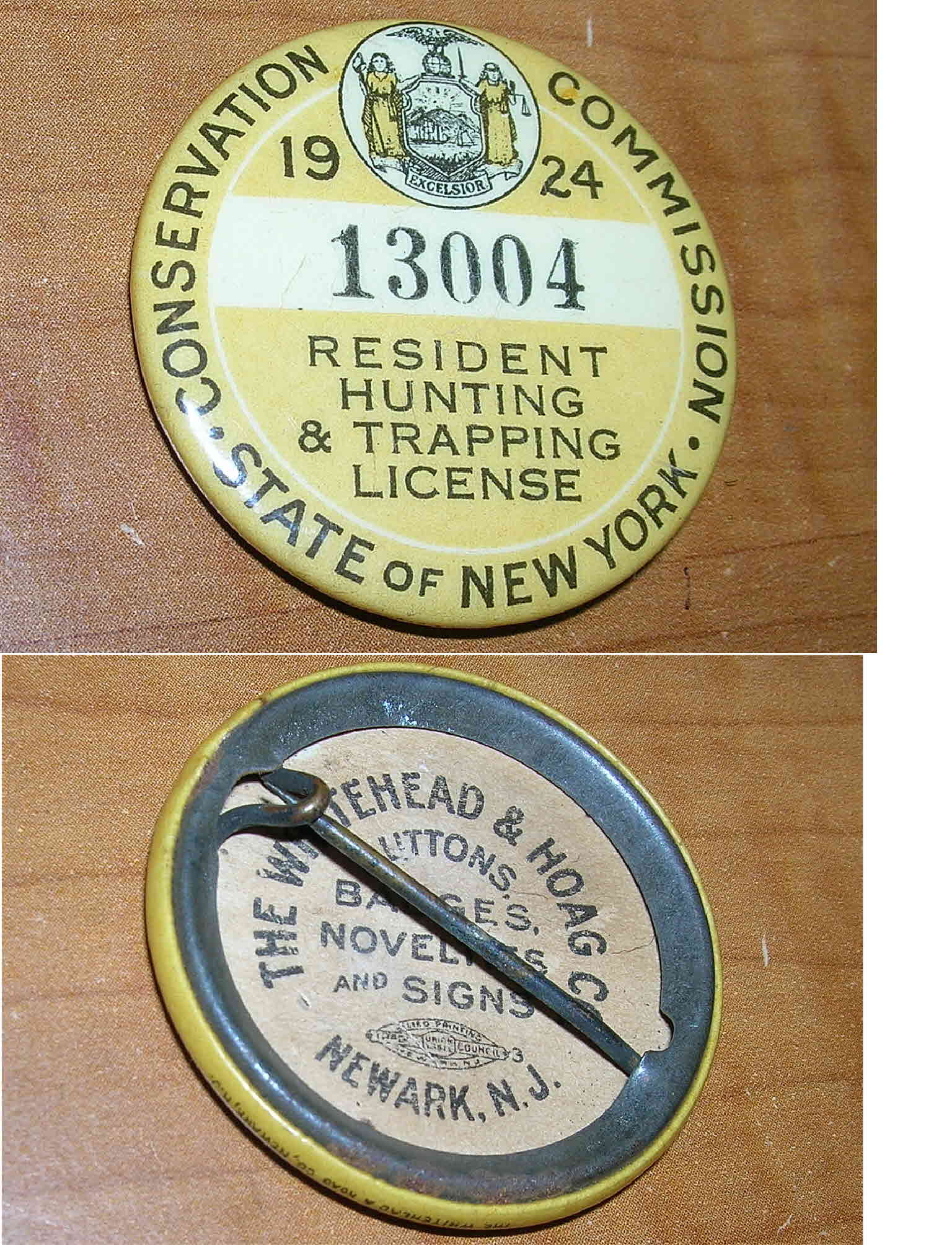 1930 New Jersey Resident Hunting and Fishing License Button – My Bait Shop,  LLC